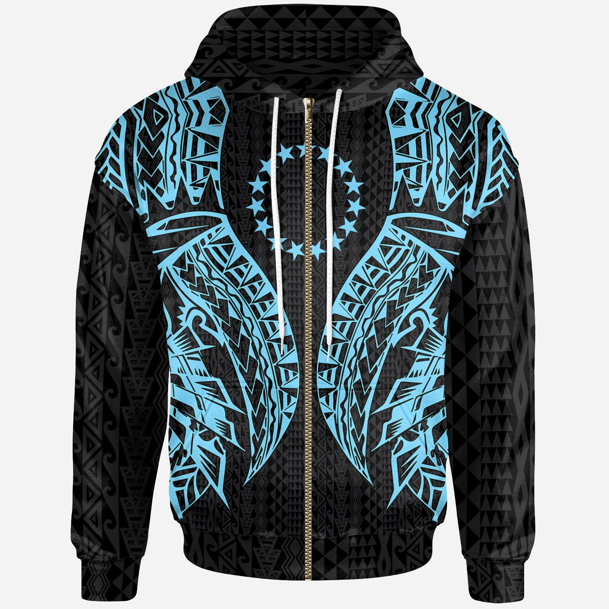Cook Islands Zip up Hoodie Polynesian Lion Head Neon Style Unisex Neon - Polynesian Pride