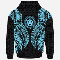 Cook Islands Zip up Hoodie Polynesian Lion Head Neon Style - Polynesian Pride