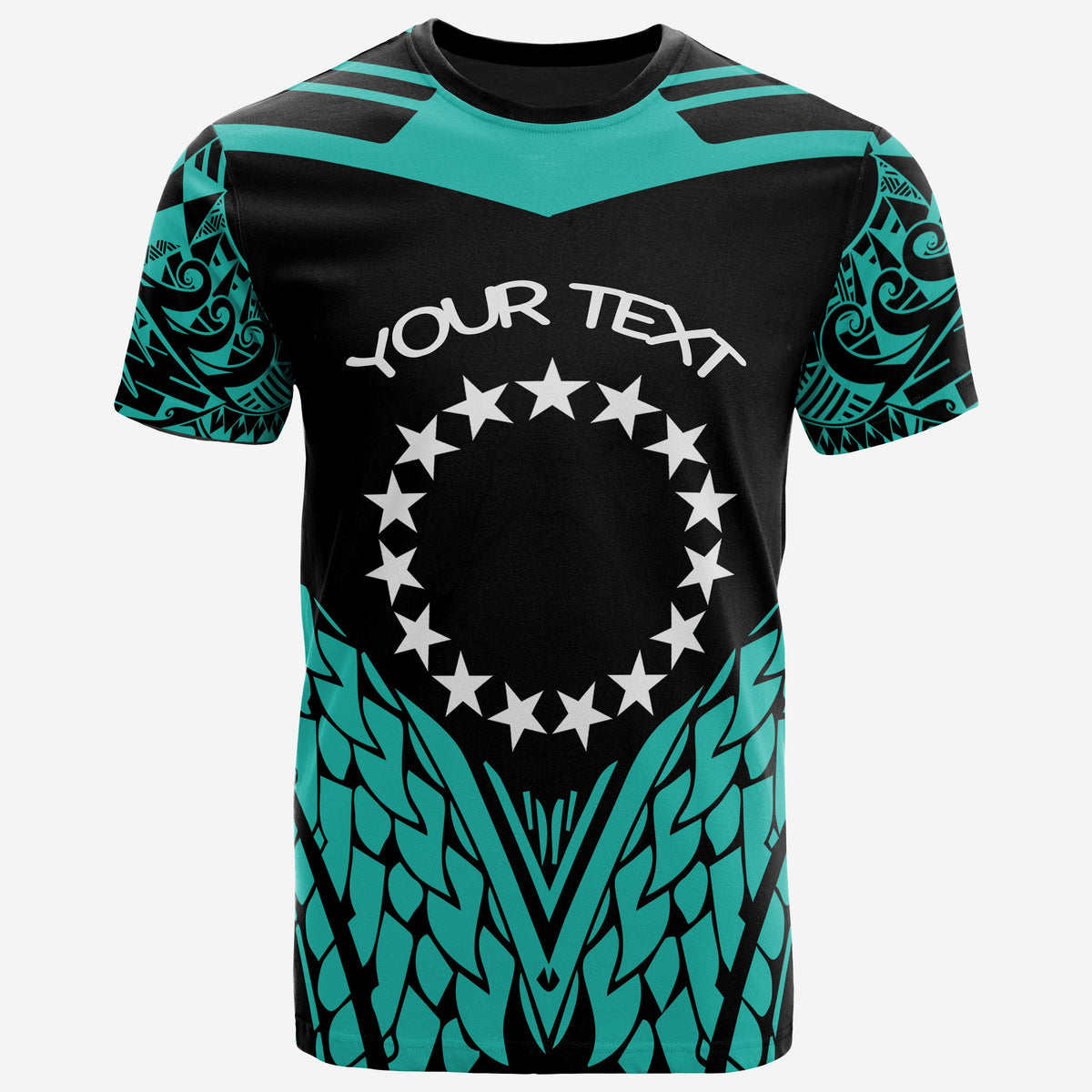 Cook Islands T Shirt Unique Eagle Feather Texture Black Blue Unisex Black Blue - Polynesian Pride