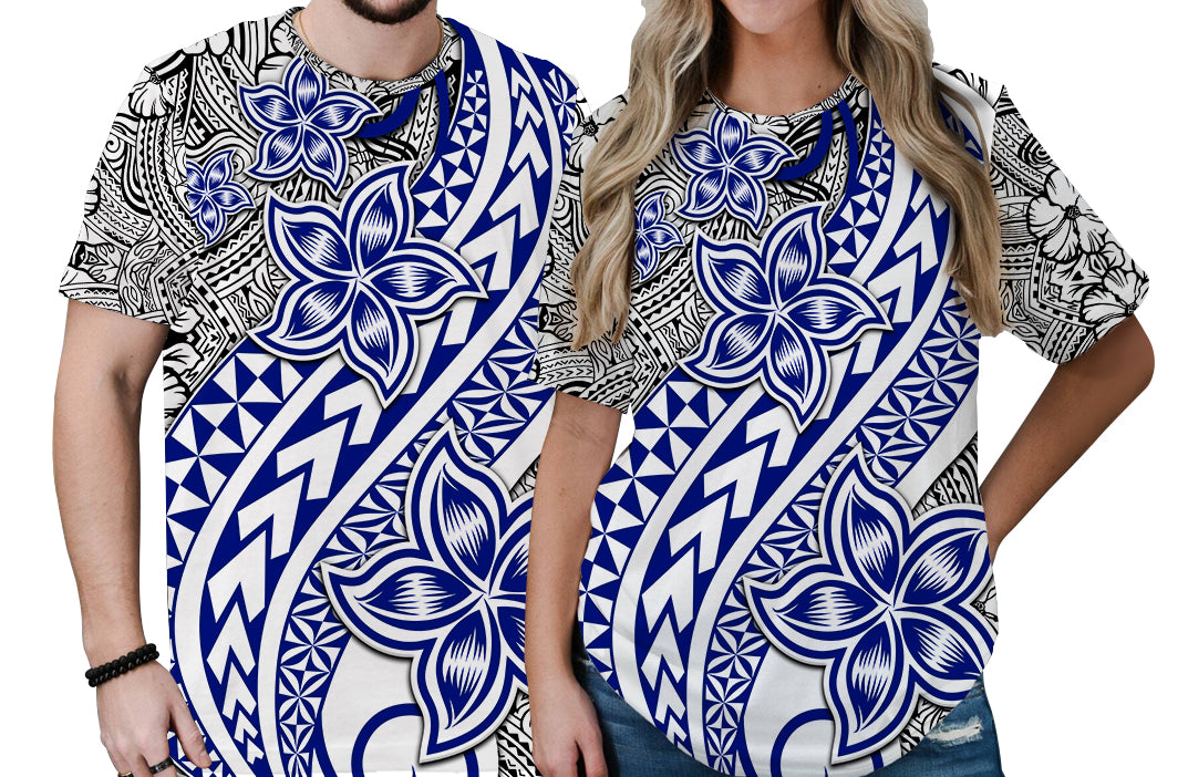 Traditional Polynesian Tribal Tattoo Retro Couple T Shirt Blue LT9 No Men - Polynesian Pride