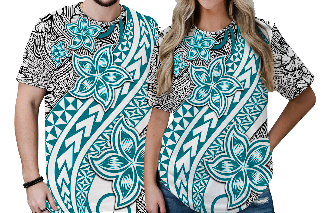 Traditional Polynesian Tribal Tattoo Retro Couple T Shirt Turquoise LT9 No Men - Polynesian Pride