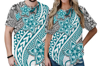 Traditional Polynesian Tribal Tattoo Retro Couple T Shirt Turquoise LT9 No Men - Polynesian Pride