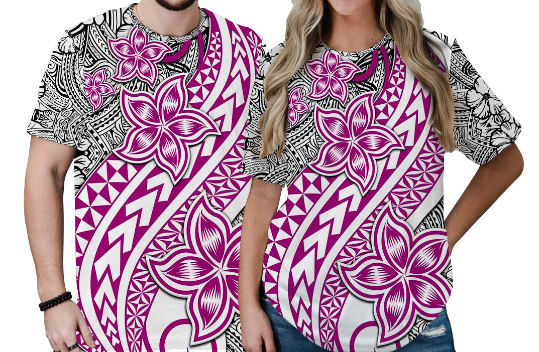 Traditional Polynesian Tribal Tattoo Retro Couple T Shirt Pink LT9 - Polynesian Pride