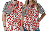 Traditional Polynesian Tribal Tattoo Retro Couple T Shirt Red LT9 No Men - Polynesian Pride