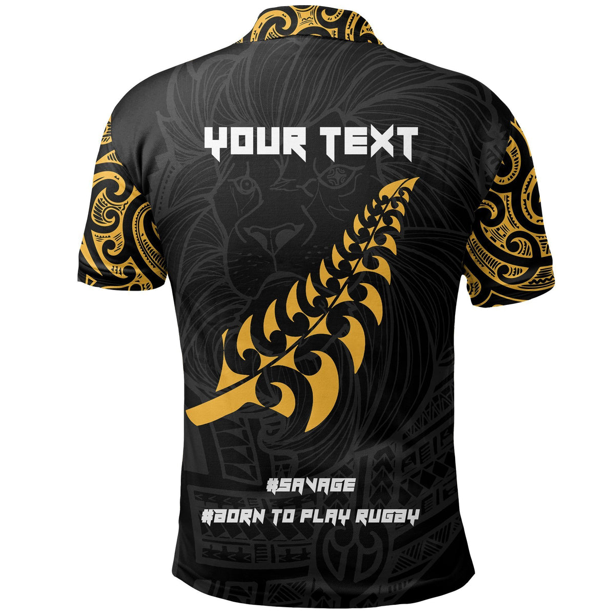 New Zealand Maori Lion Rugby Polo Shirt Customized Unisex Black - Polynesian Pride