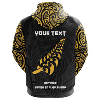 New Zealand Maori Lion Rugby Hoodie Customized Unisex Black - Polynesian Pride