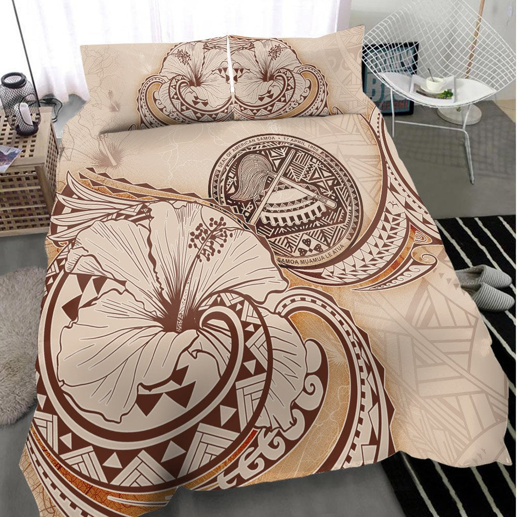 American Samoa Bedding Set - Hibiscus Flower Vintage Style - Polynesian Pride