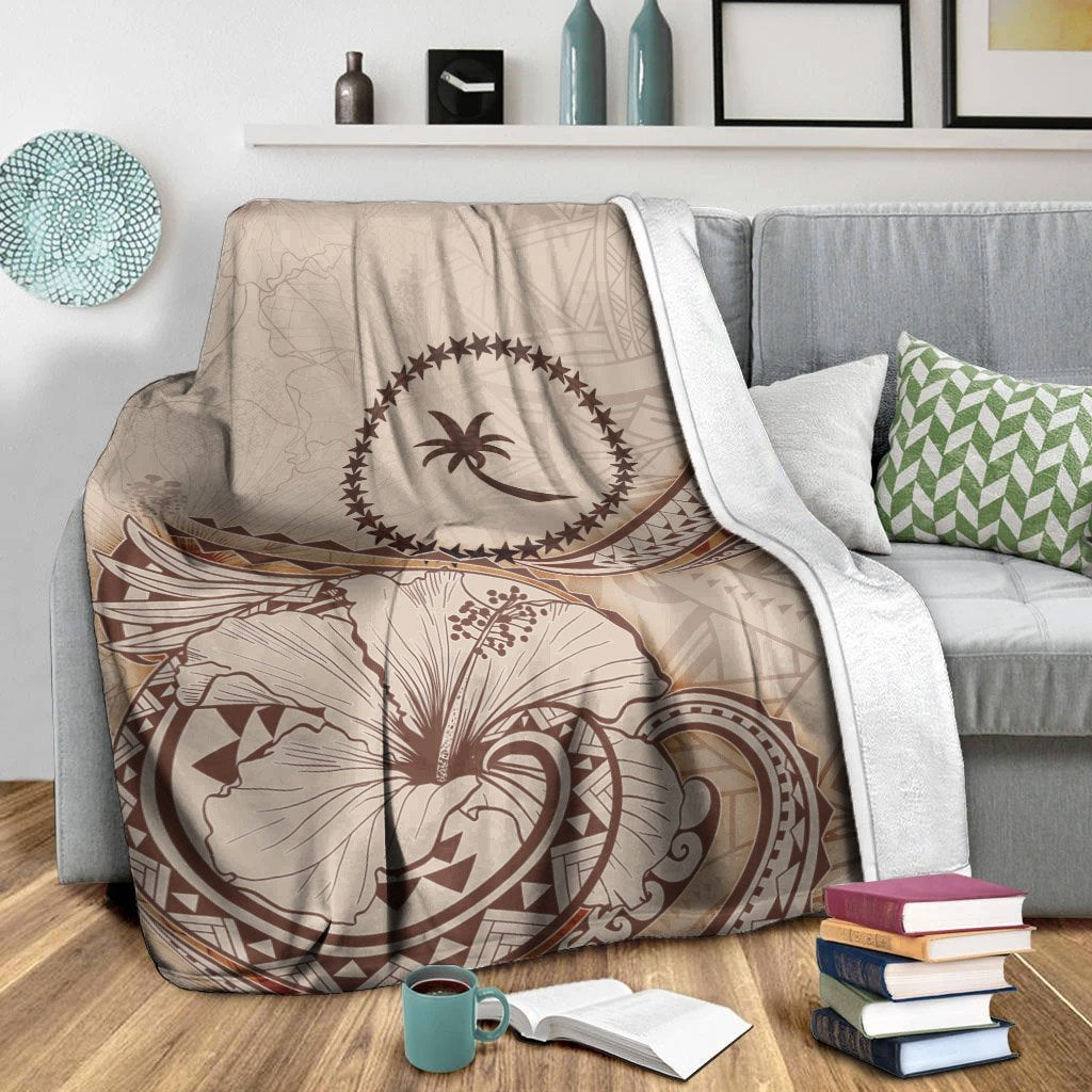 Chuuk Premium Blanket - Hibiscus Flowers Vintage Style - Polynesian Pride
