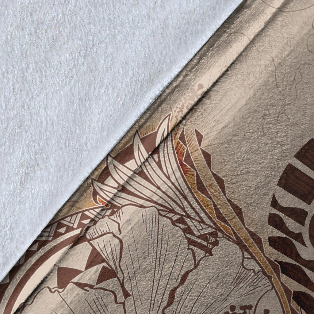 French Polynesia Premium Blanket - Hibiscus Flowers Vintage Style - Polynesian Pride