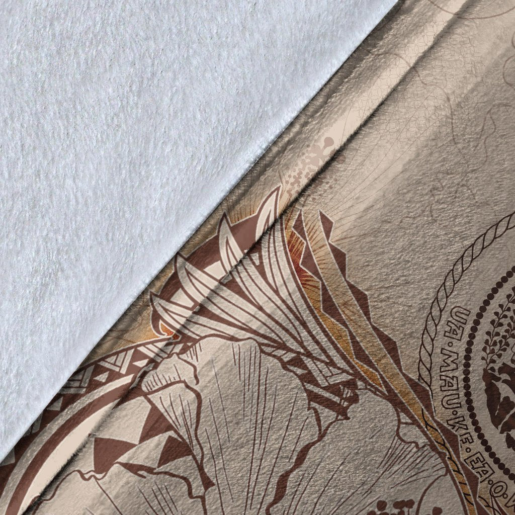 Hawaii Premium Blanket - Hibiscus Flowers Vintage Style - Polynesian Pride