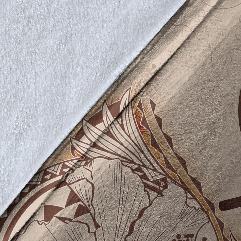 Hawaii Kanaka Maoli Premium Blanket - Hibiscus Flowers Vintage Style - Polynesian Pride