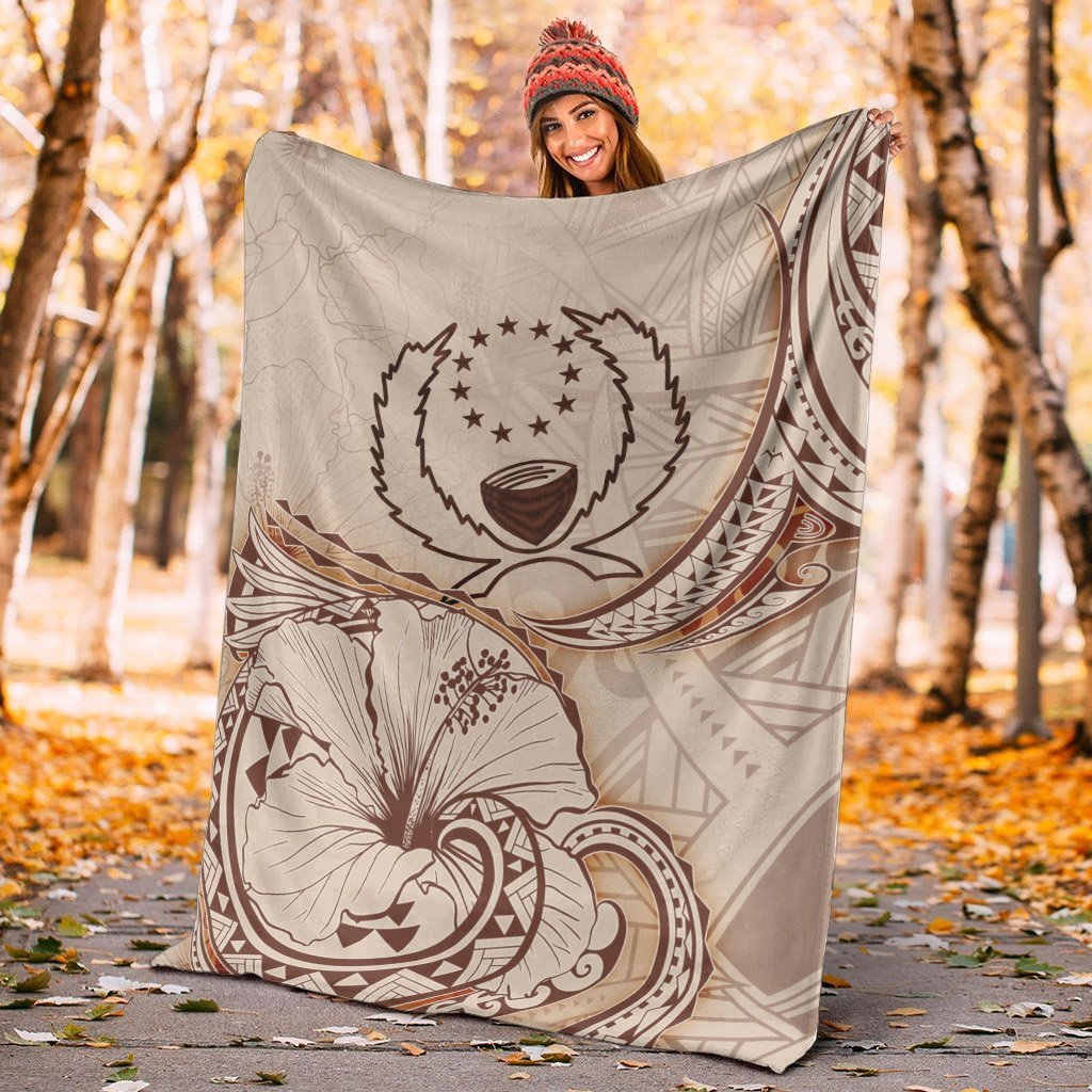 Pohnpei Premium Blanket - Hibiscus Flowers Vintage Style - Polynesian Pride
