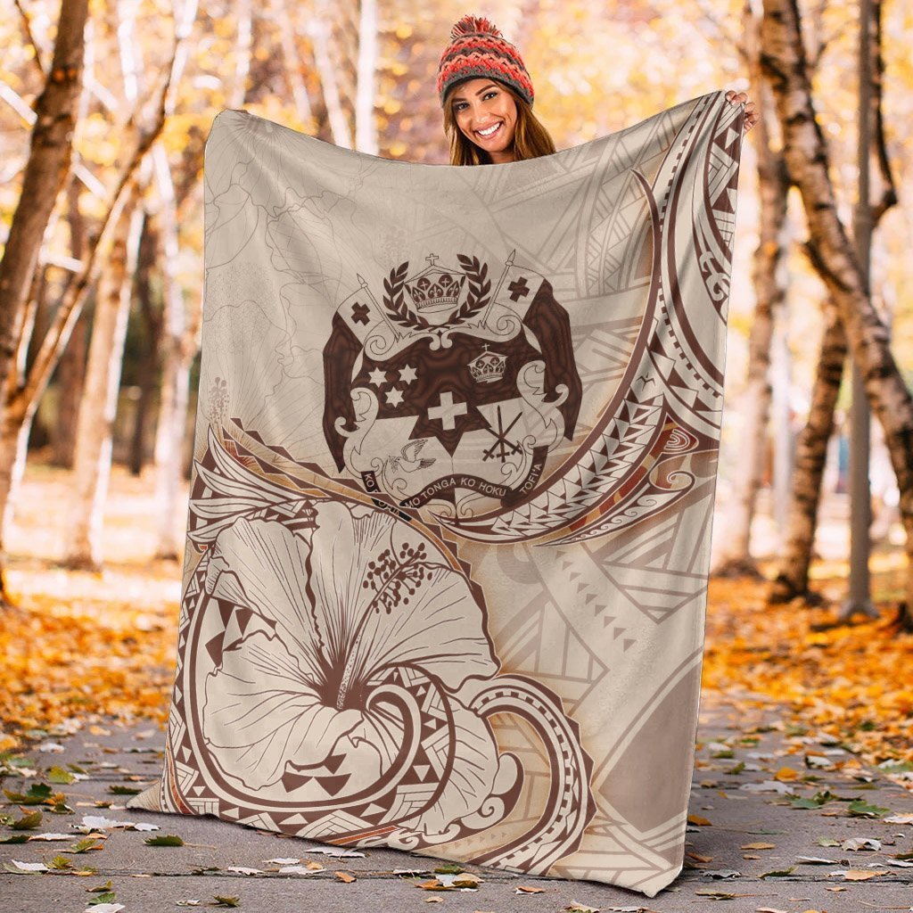 Tonga Premium Blanket - Hibiscus Flowers Vintage Style - Polynesian Pride