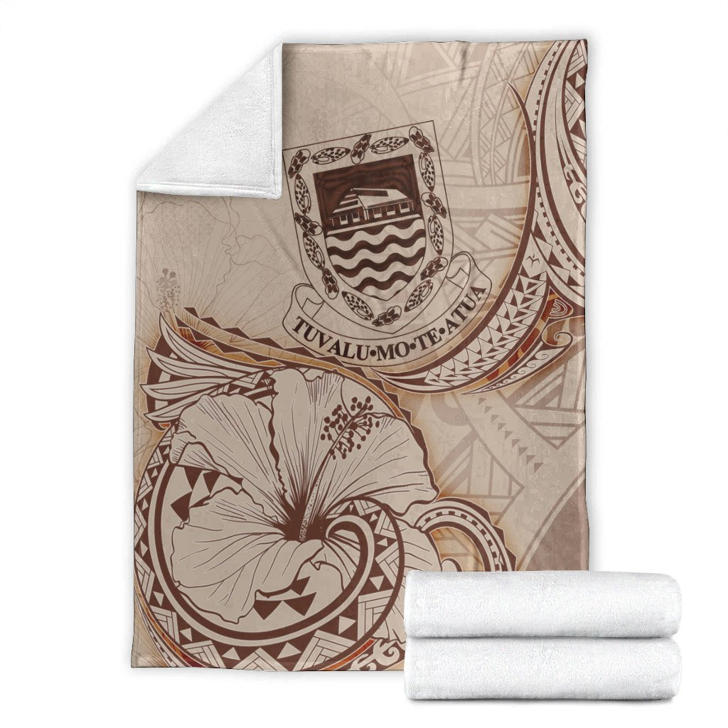 Tuvalu Premium Blanket - Hibiscus Flowers Vintage Style - Polynesian Pride