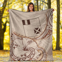 Wallis and Futuna Premium Blanket - Hibiscus Flowers Vintage Style - Polynesian Pride