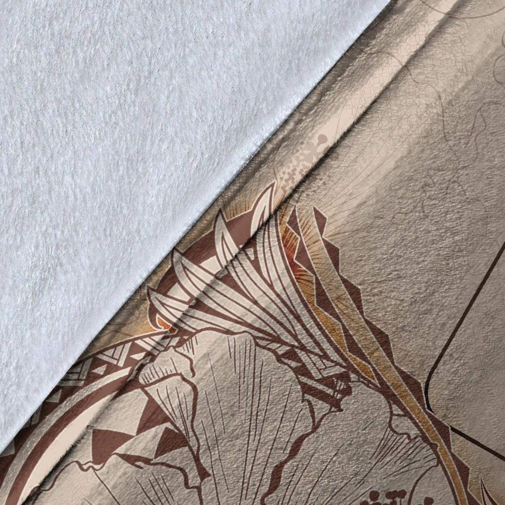 Wallis and Futuna Premium Blanket - Hibiscus Flowers Vintage Style - Polynesian Pride