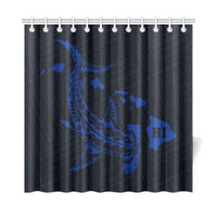 Hawaii Shark Blue Polynesian Shower Curtain - Polynesian Pride