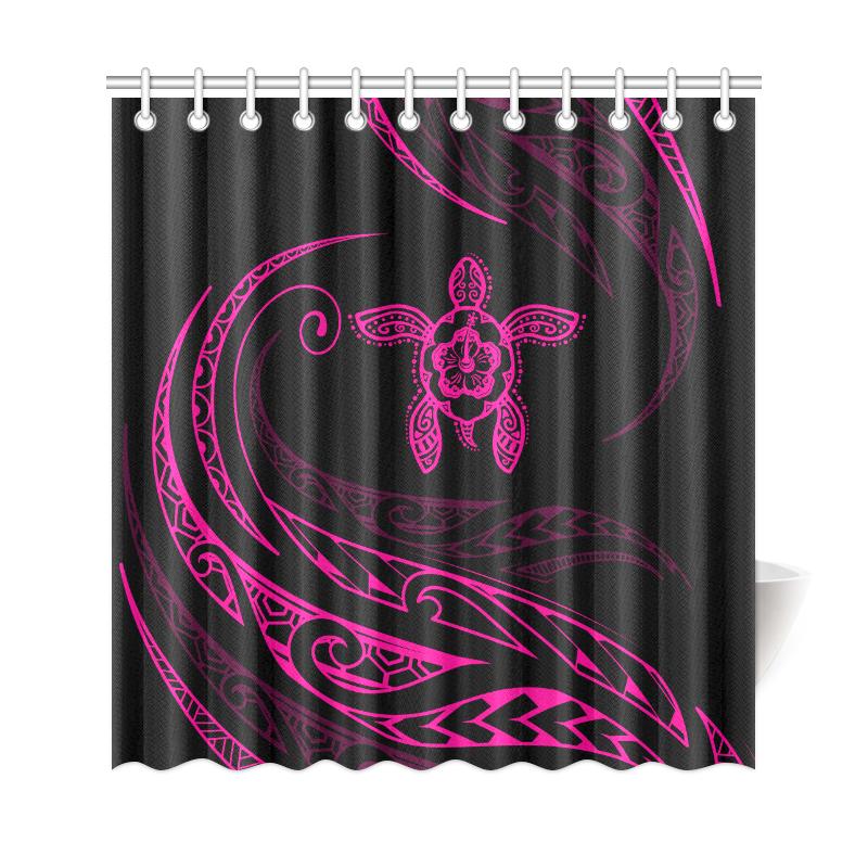 Hawaii Turtle Hibiscus Shower Curtain - Pink - Frida Style - Polynesian Pride