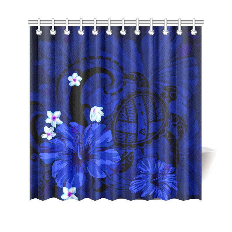 Hawaii Turtle Poly Tribal Blue Shower Curtain - Polynesian Pride