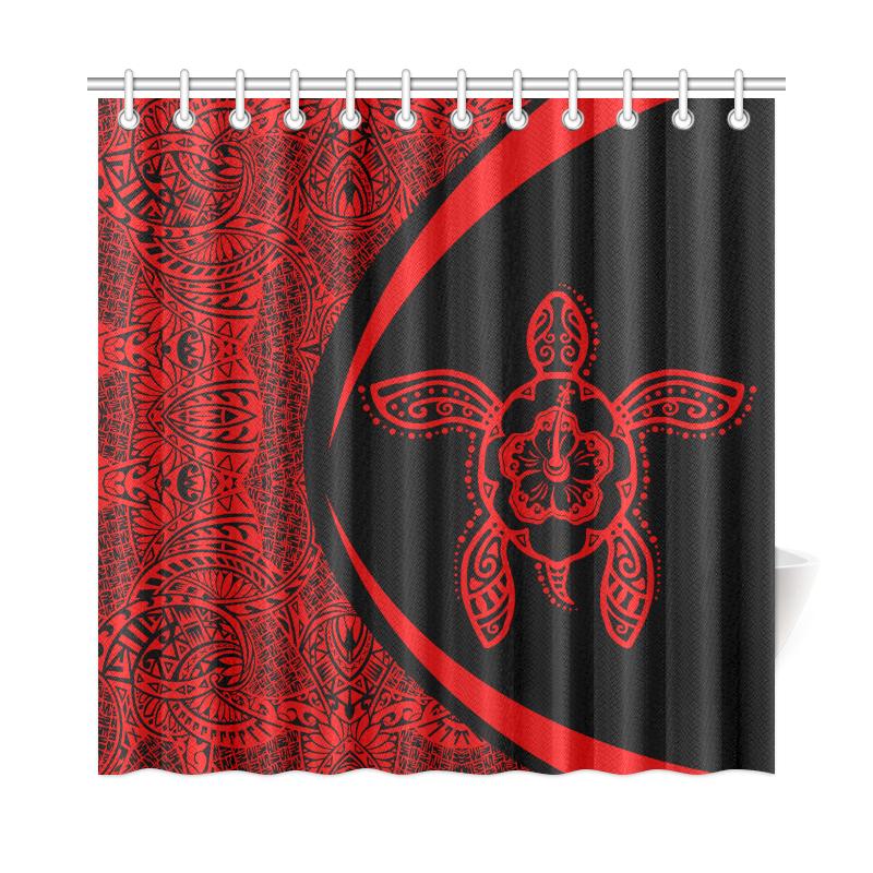 Hawaii Turtle Polynesian Shower Curtain-Circle Style Red - Polynesian Pride