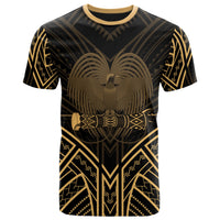 Papua New Guinea T Shirt Papua New Guinea Seal Tribal Gold Color Patterns Unisex Black - Polynesian Pride