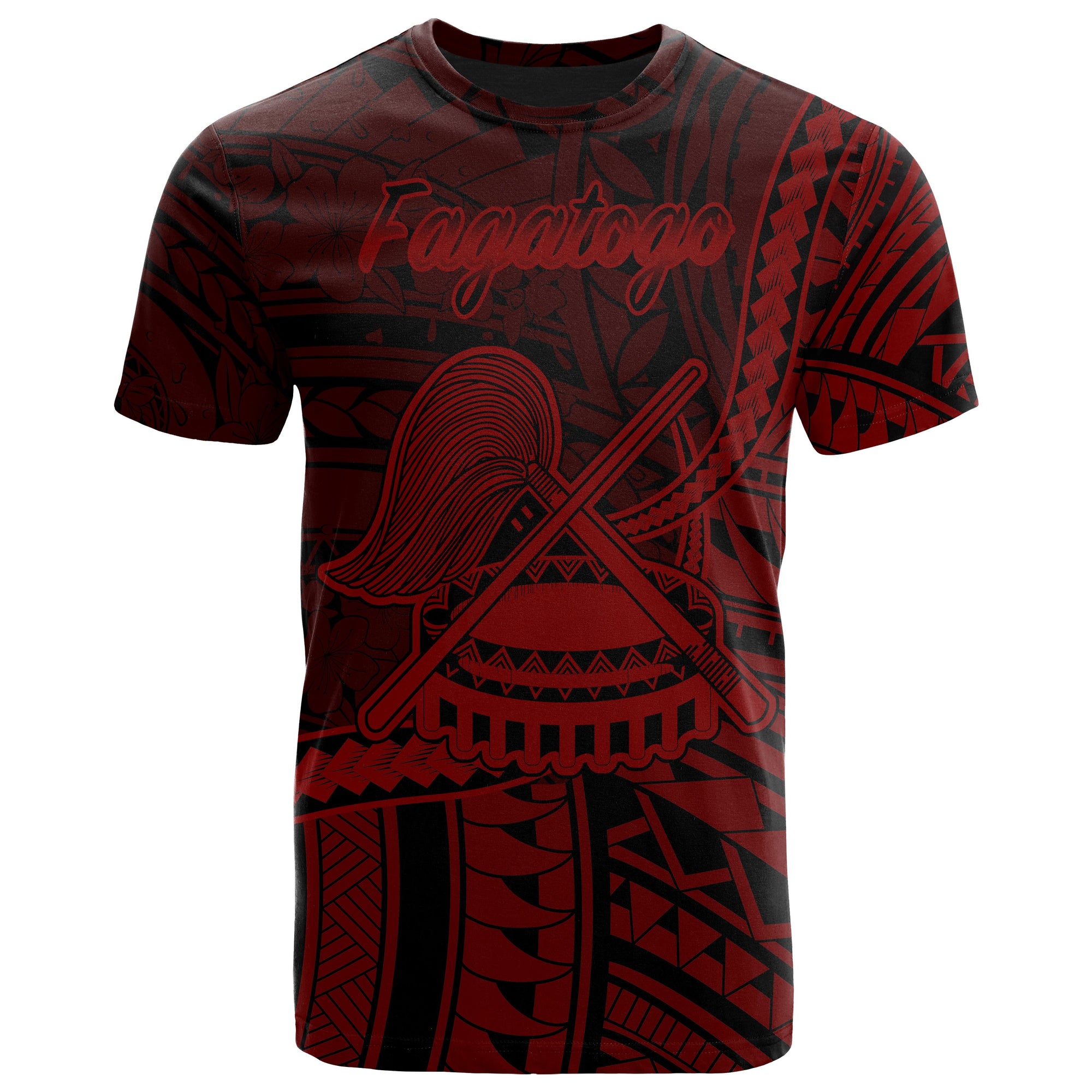 American Samoa T Shirt Fagatogo Polynesian Red Patterns Unisex Black - Polynesian Pride