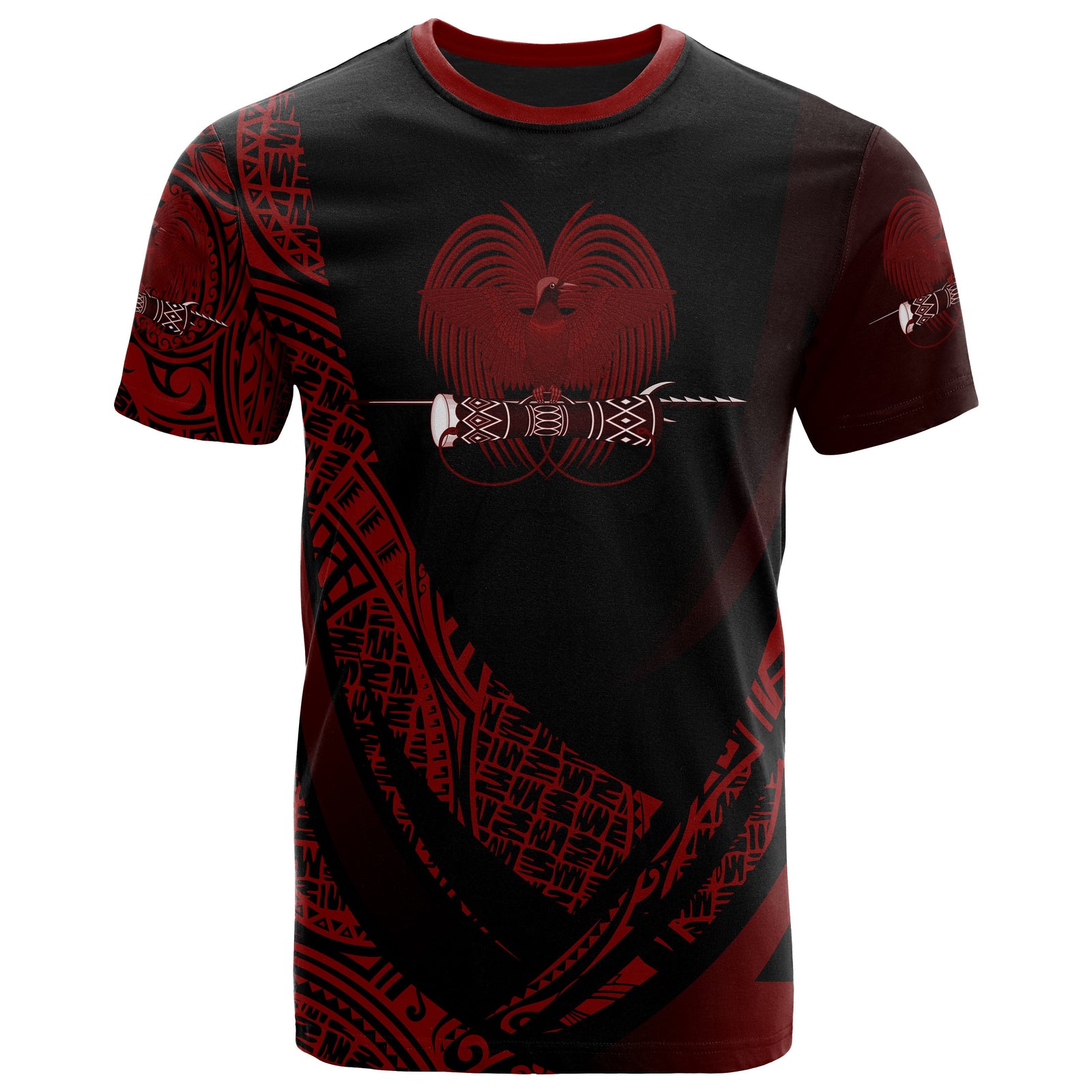 Papua New Guinea T Shirt Red Polynesian Patterns Sport Style Unisex Black - Polynesian Pride