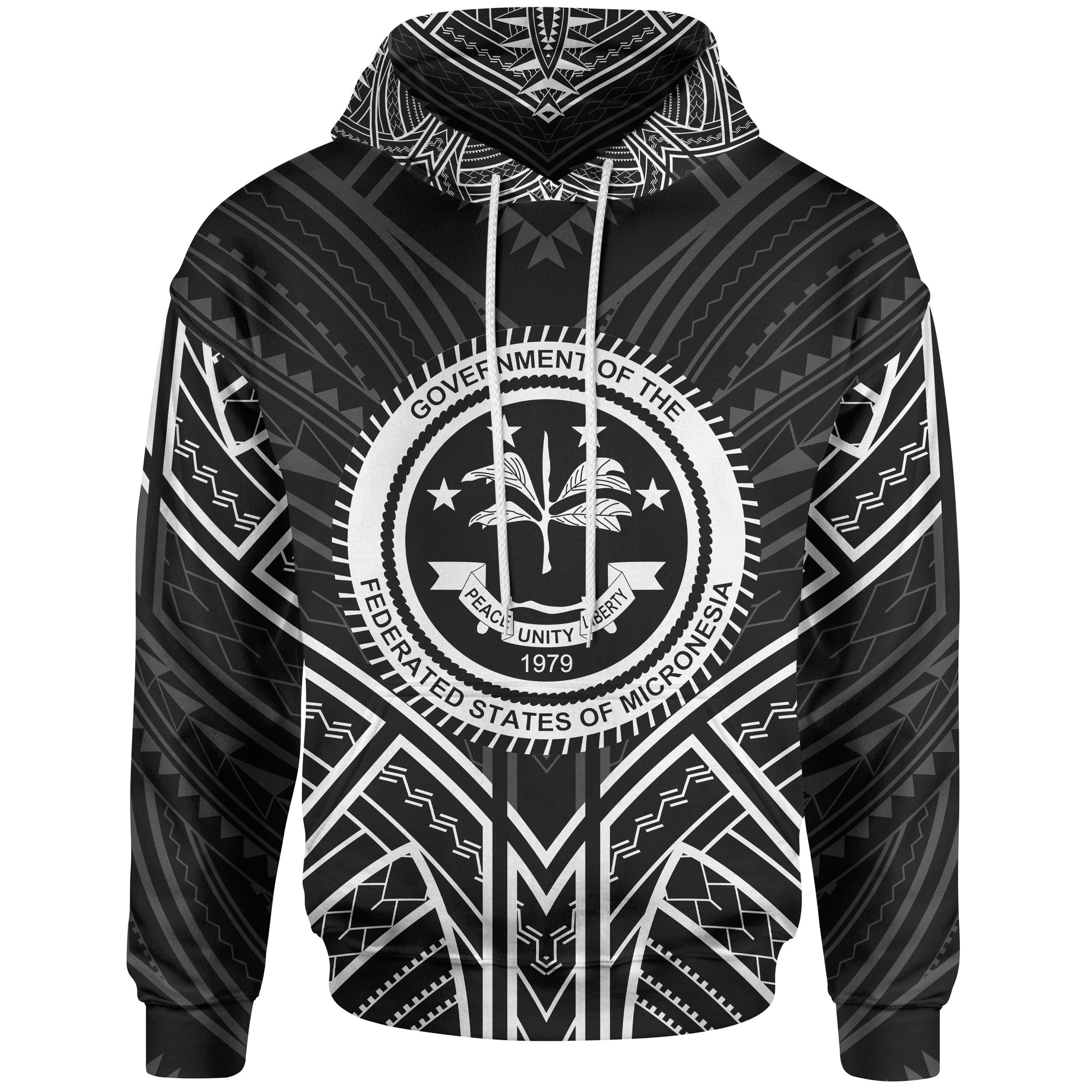 Federated States of Micronesia Hoodie Federated States of Micronesia Seal Black Tribal Patterns Unisex Black - Polynesian Pride