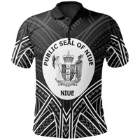 Niue Polo Shirt Seal Black Tribal Patterns Unisex White - Polynesian Pride