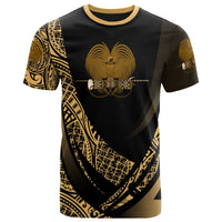 Papua New Guinea T Shirt Gold Polynesian Patterns Sport Style Unisex Black - Polynesian Pride