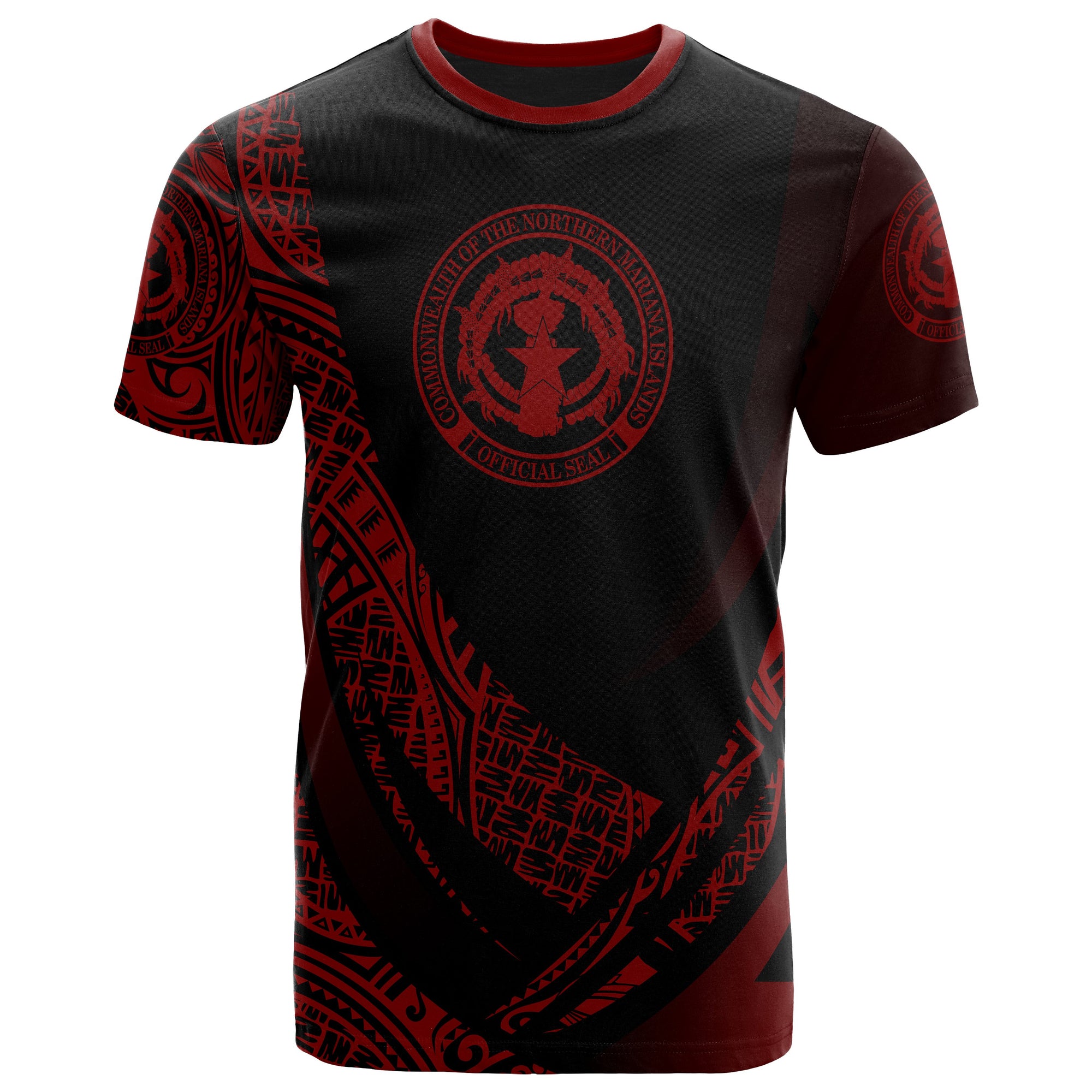 Northern Mariana Islands T Shirt Red Polynesian Patterns Sport Style Unisex Black - Polynesian Pride