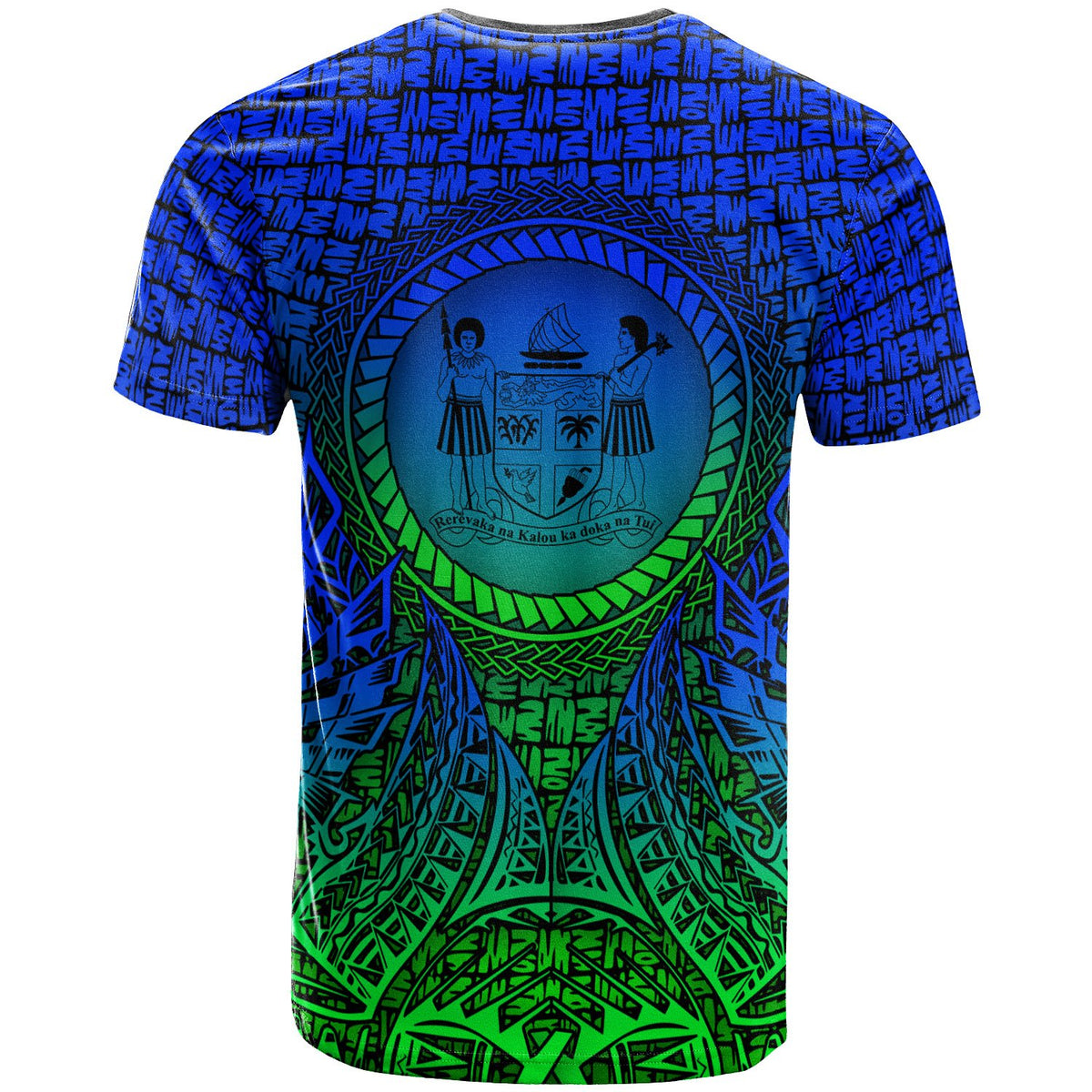Fiji T Shirt Circle Pattern Blue - Polynesian Pride