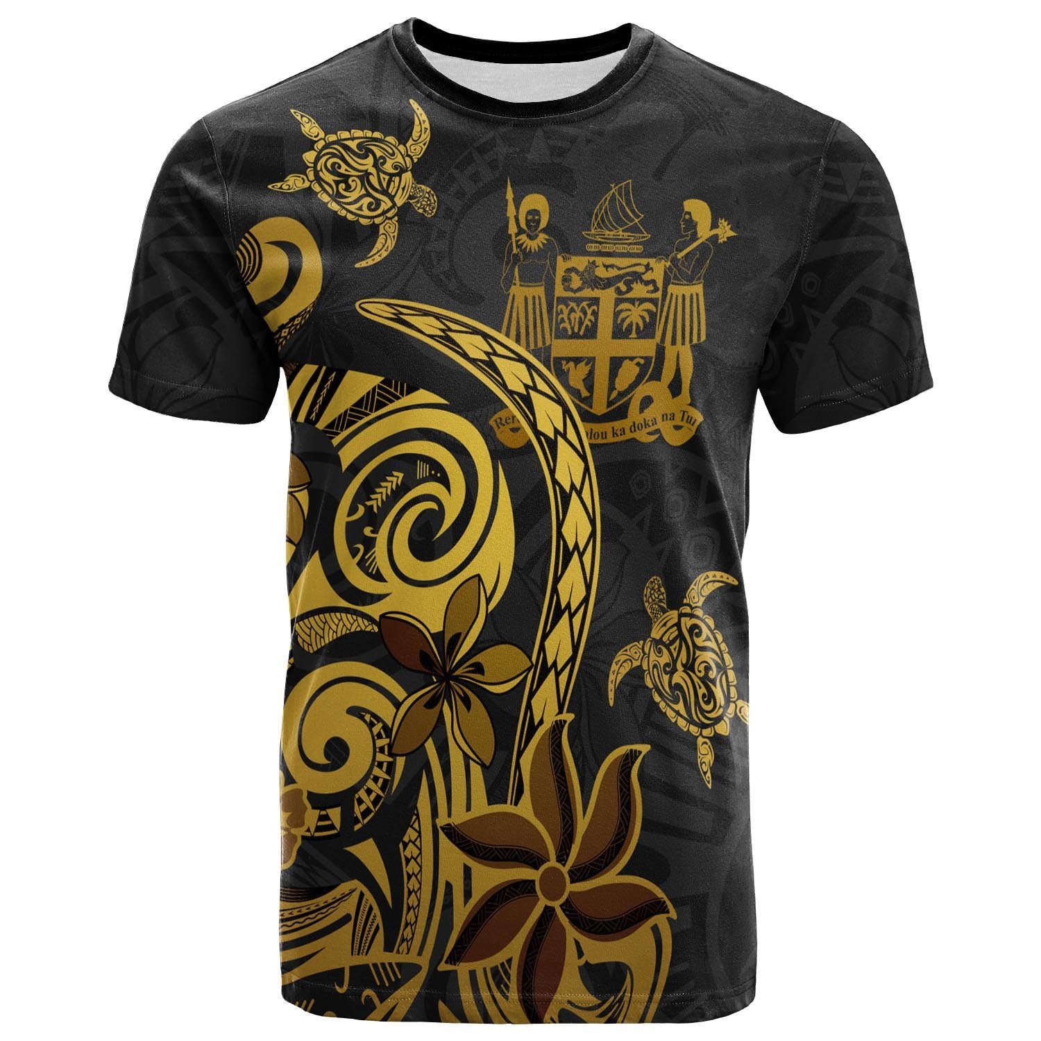 Fiji Custom T Shirt Folk Style Unisex Black - Polynesian Pride