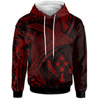 Kosrae Hoodie Humpback Whale & Coat of Arms Red Unisex Red - Polynesian Pride