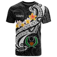 Pohnpei T Shirt Pohnpei Seal Polynesian Patterns Plumeria (Black) Unisex Black - Polynesian Pride