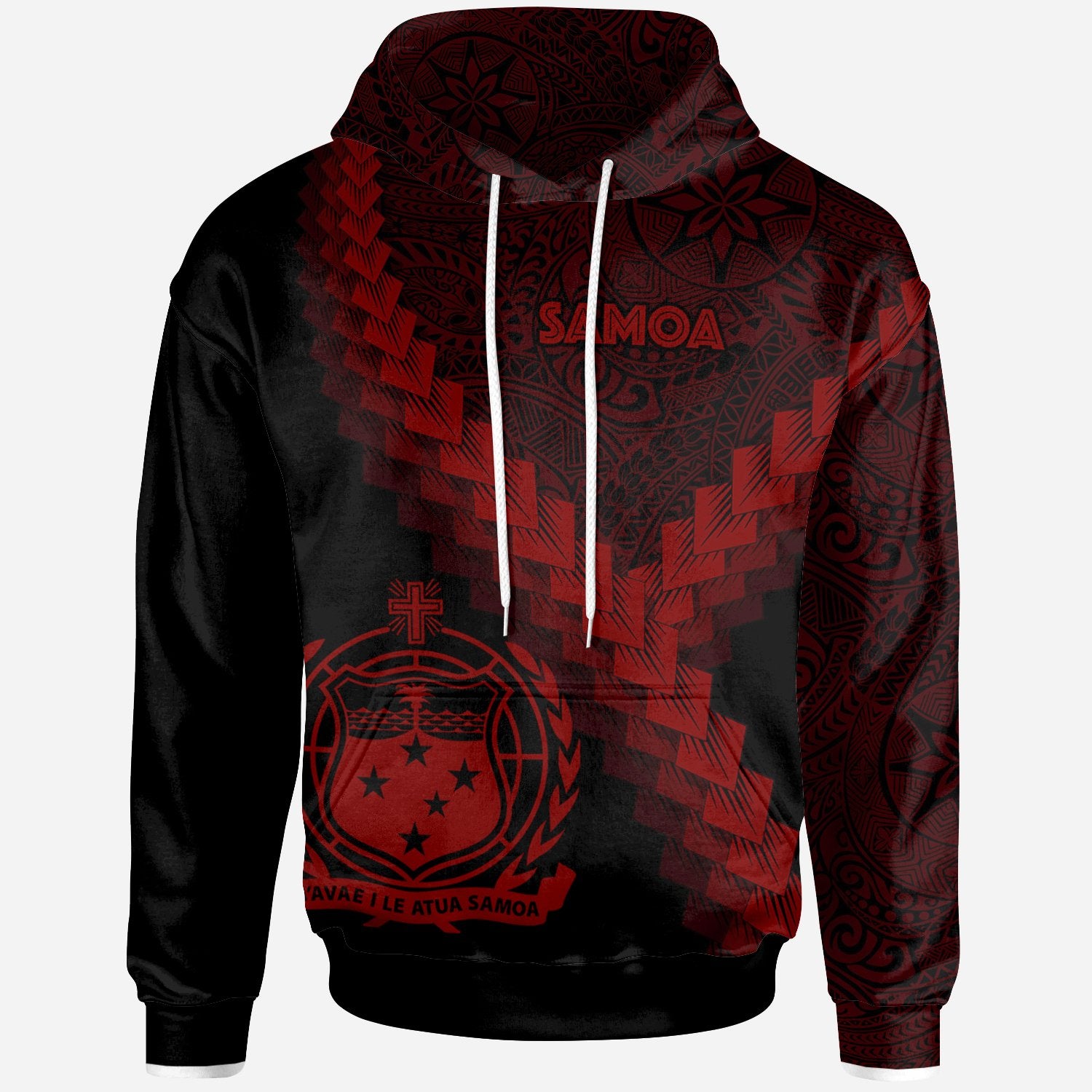 Samoa Hoodie Samoa Coat of Arms With Polynesian Tattoo Red Unisex Red - Polynesian Pride