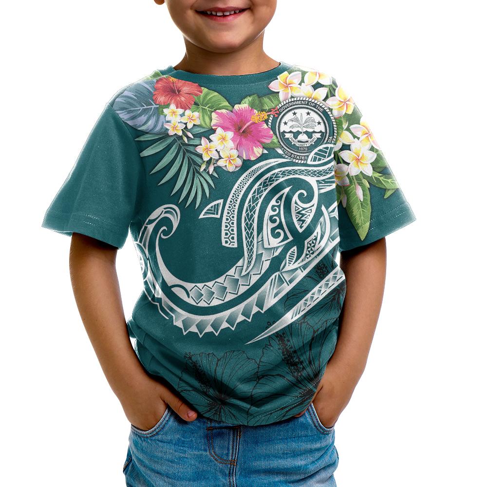 FSM Polynesian T Shirt Summer Plumeria (Turquoise) - Polynesian Pride