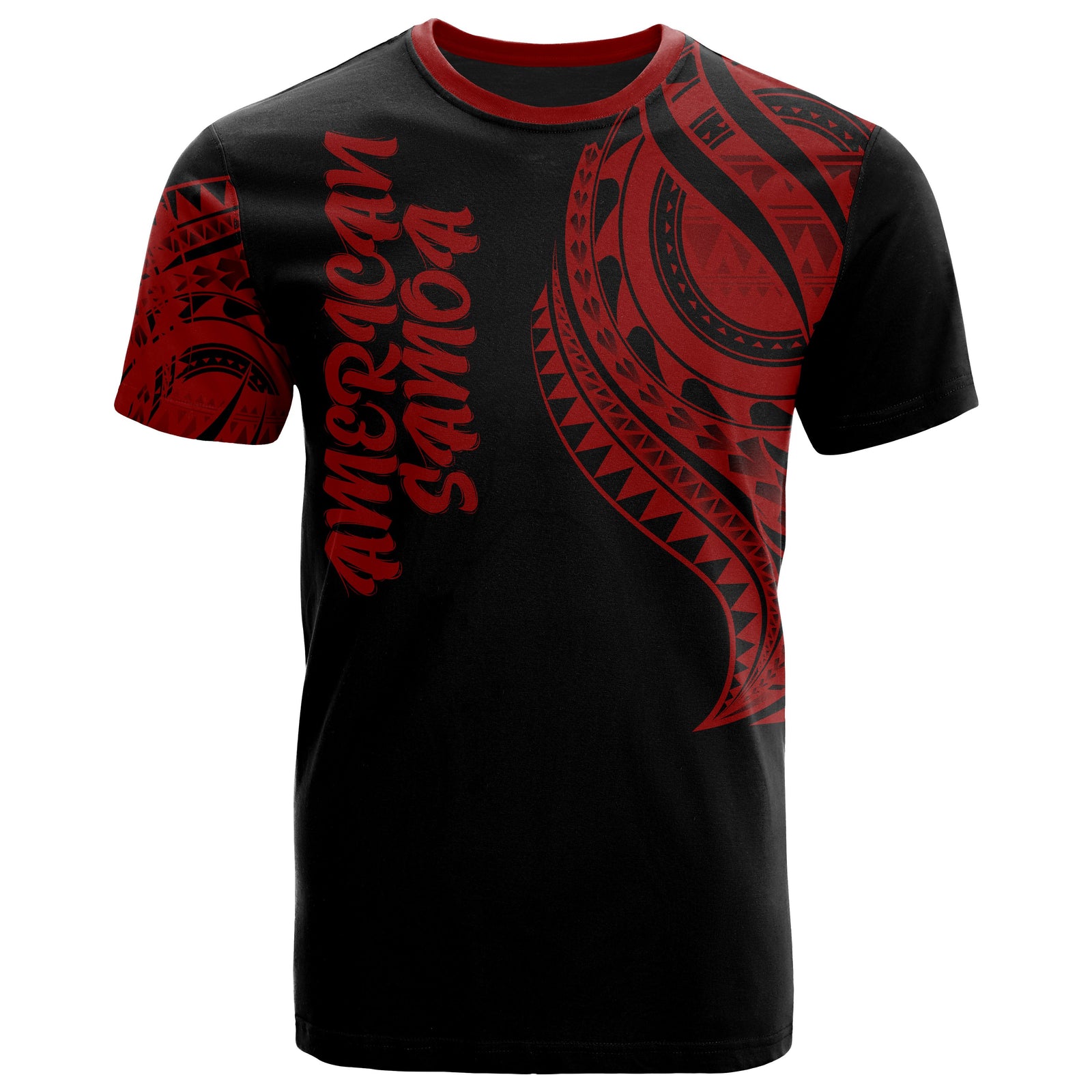 American Samoa T Shirt American Samoan Tatau Red Patterns Unisex Black - Polynesian Pride
