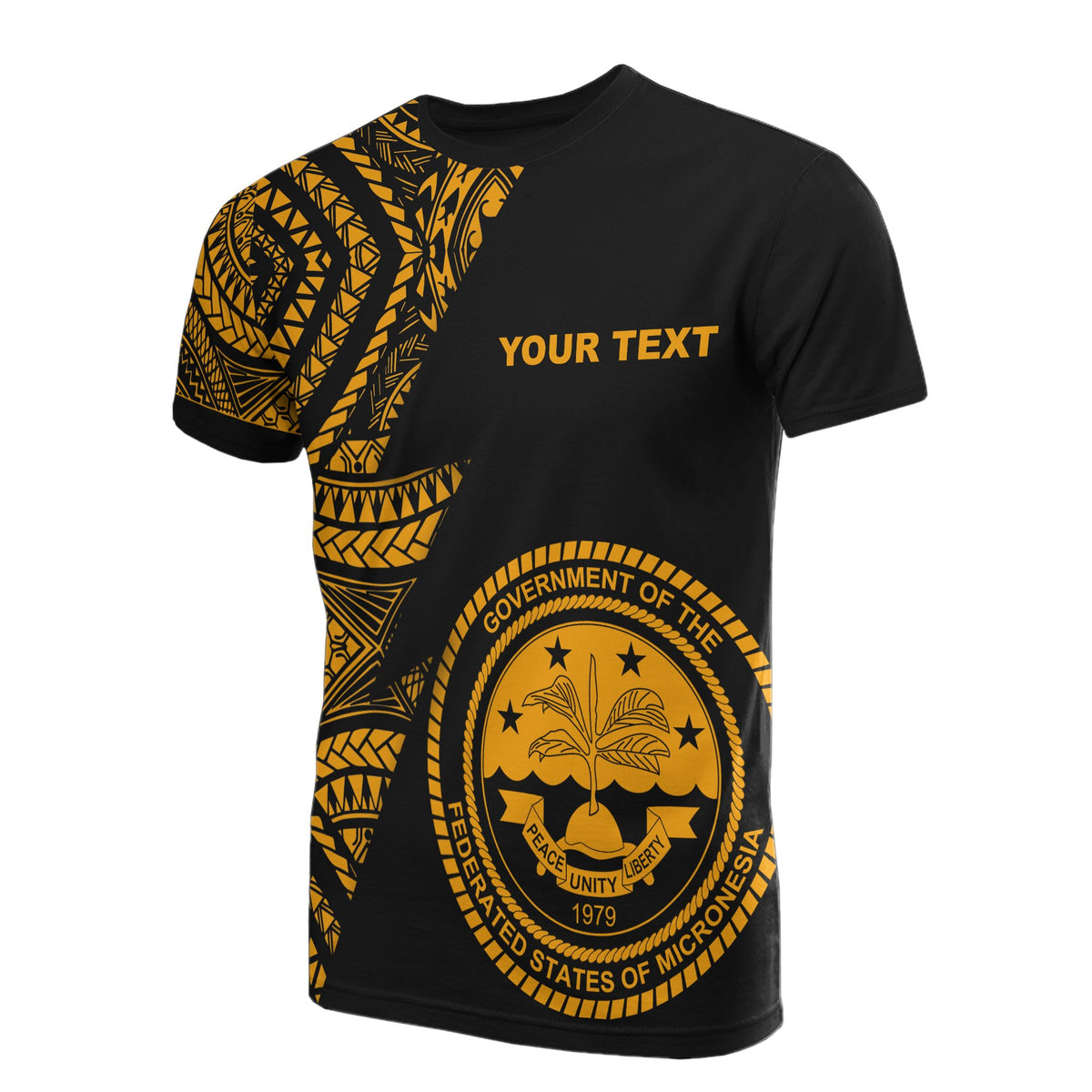 Federated States of Micronesia Custom T Shirt Micronesian Pattern Gold Style Unisex Gold - Polynesian Pride