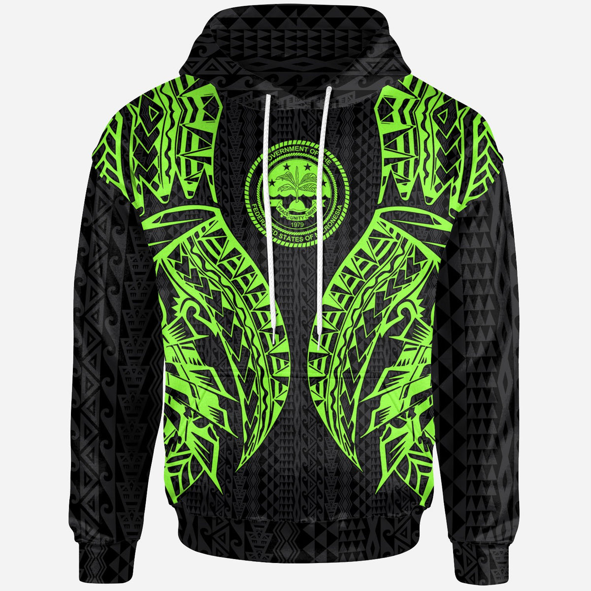Federated States of Micronesia Hoodie Micronesian Lion Head Green Style Unisex Green - Polynesian Pride