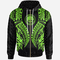 Federated States of Micronesia Zip up Hoodie Polynesian Lion Head Green Style Unisex Green - Polynesian Pride