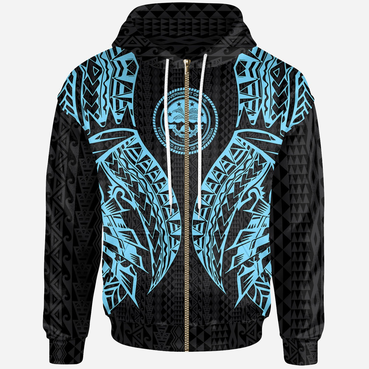 Northern Mariana Islands Zip up Hoodie Polynesian Lion Head Neon Style Unisex Neon - Polynesian Pride