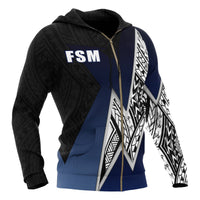 Federated States of Micronesia Zip up Hoodie White Lighting Piece - Polynesian Pride