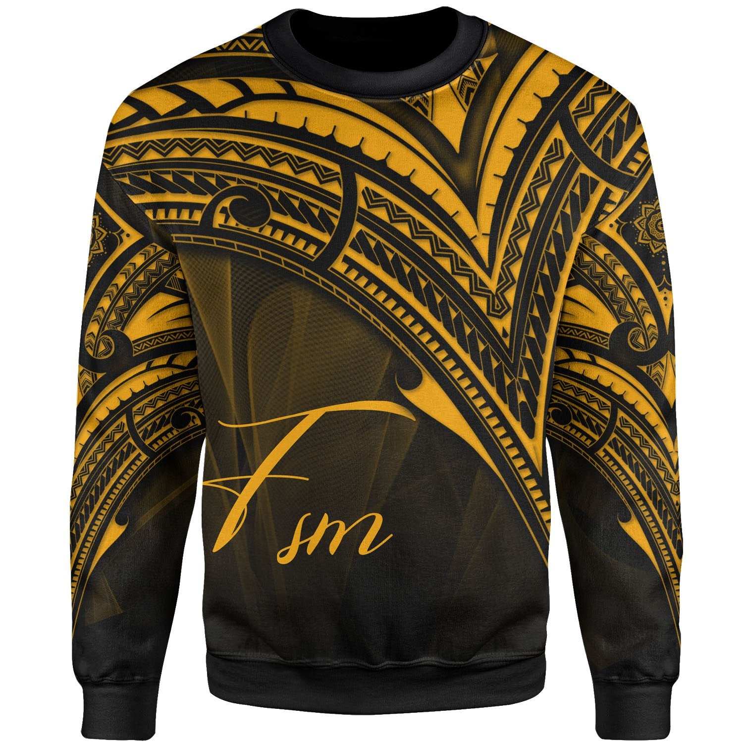 Federated States of Micronesia Sweatshirt - Cross Style Gold Color Unisex Black - Polynesian Pride