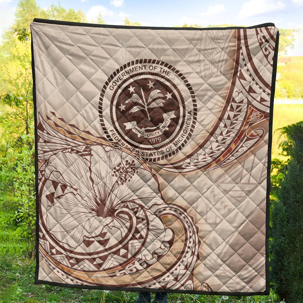 Federated States of Micronesia Premium Quilt - Hibiscus Flowers Vintage Style - Polynesian Pride