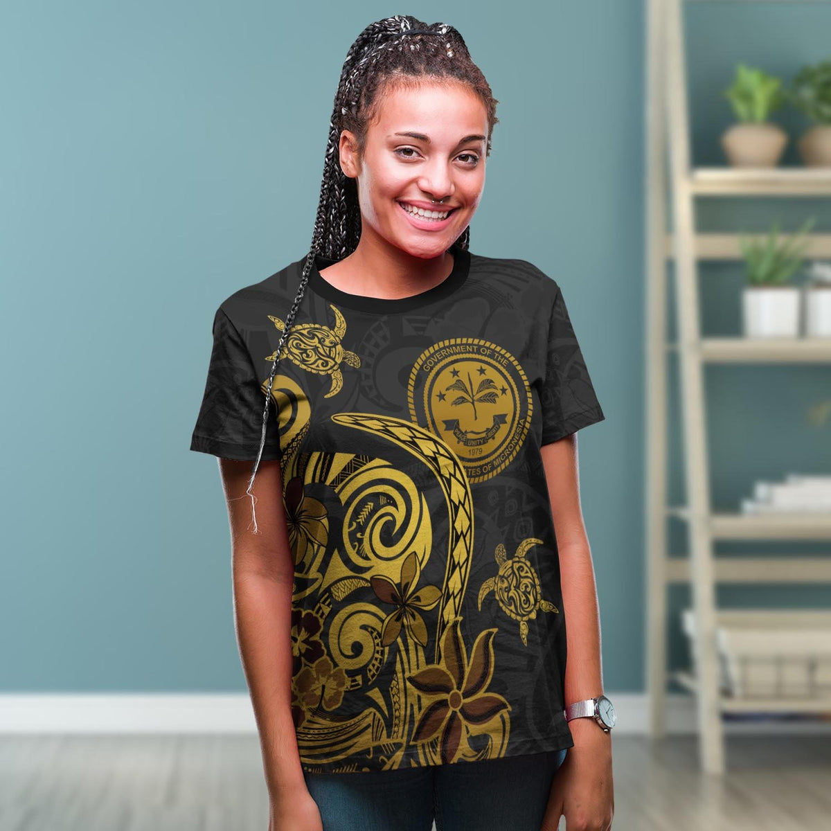 Federated States of Micronesia Custom T Shirt Folk Style - Polynesian Pride