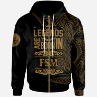 Federated States of Micronesia Zip Hoodie Legends Are Born In Gold Color Unisex Gold - Polynesian Pride