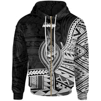 Guam Zip Hoodie Merizo Seal of Guam Polynesian Patterns Unisex Black - Polynesian Pride