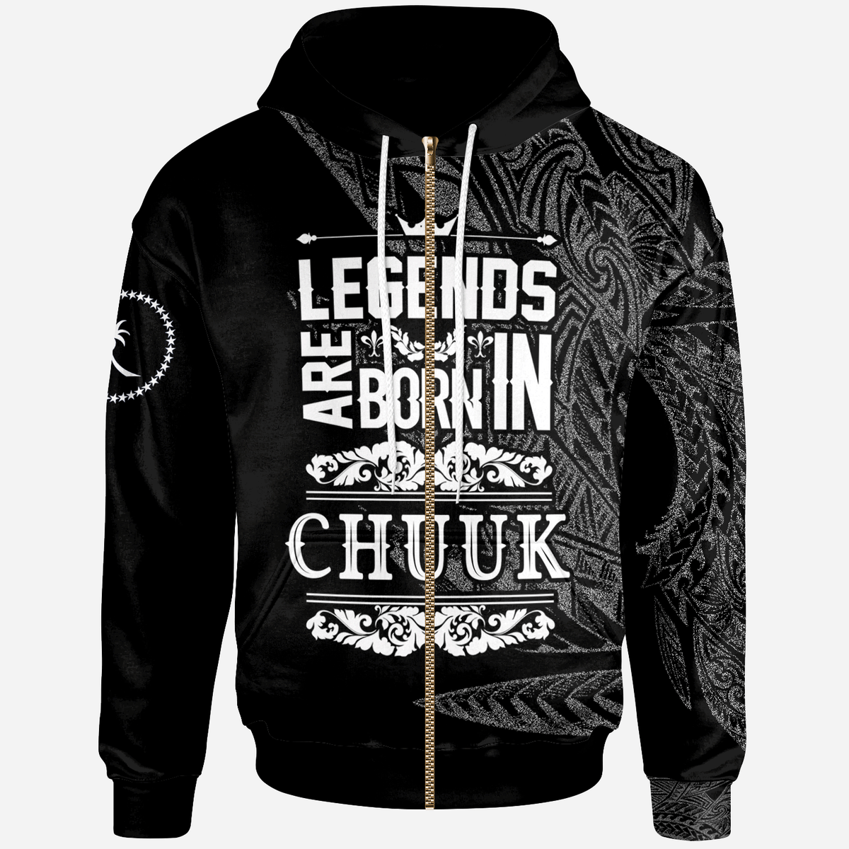 Chuuk State Zip Hoodie Legends Are Born In White Color Unisex White - Polynesian Pride