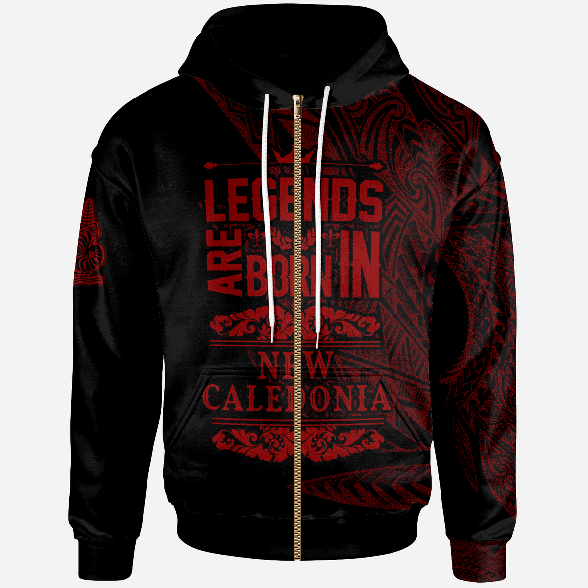 New Caledonia Zip Hoodie Legends Are Born In Red Color Unisex Red - Polynesian Pride